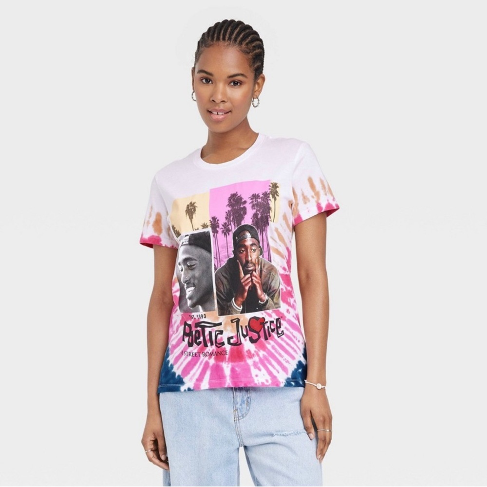 WOMEN’S pink Poetic Justice graphic T-Shirt Tupac Small NWT
